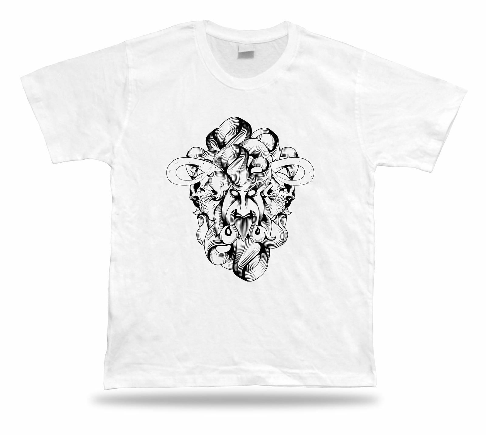 Demon Evil and Skeleton Skull awesome cool modern stylish unisex design tee S разноцветный