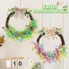 Vibranted Easter Door Hanging Wreath Featuring Colorful Strips Bow Ties Elements for Festive Decoration