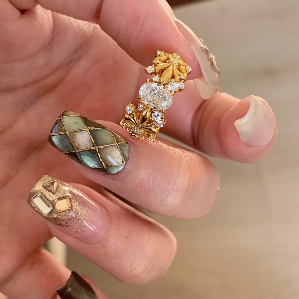 Medieval Brushed Diamond-encrusted Zircon Ring for Women Does Not Fade, Light Luxury and Versatile Open Index Finger Ring Jewelry.