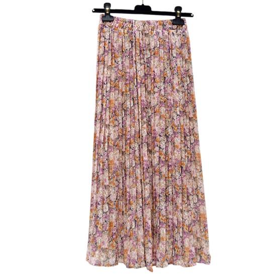 

Юбка с цветочным принтом, эластичная талия, изысканный узор, очень мягкая, не выцветающая, свободного кроя, платье из полиэстера, летнее платье с цветочным принтом, женская плиссированная юбка розовый