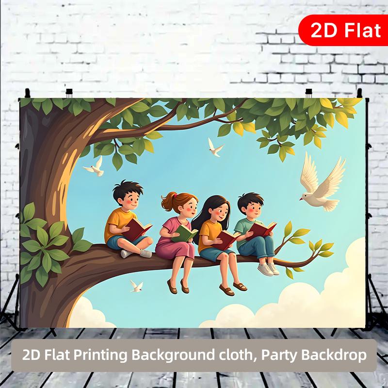 2D Plane Tree Reading Indoor and Outdoor Party Banner Suitable for Birthday Wedding Ball Party Polyester