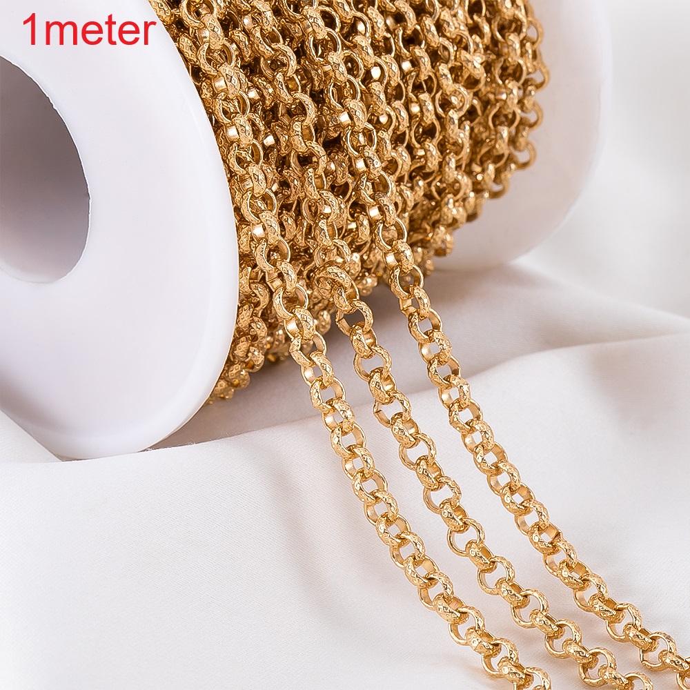 

1Meter Silver Color Embossed O Shape Necklace Chain Copper Bracelet Cable Link Bulk Open Ring Chains DIY Jewelry Making Supplies 1meter