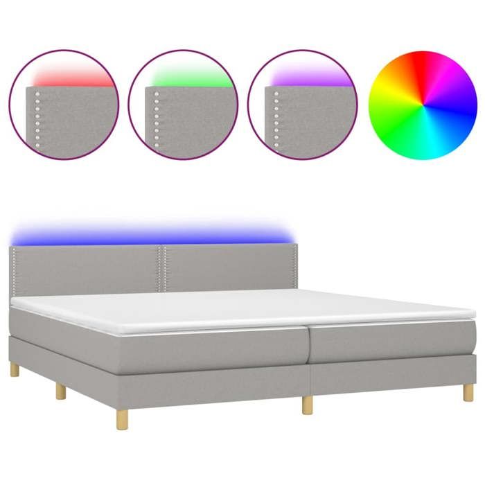 Maison Exclusive - Bettlattenrost Matratze LED Hellgrau 200x200 cm Stoff