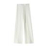Women's White Mink Knit High-Waisted Fleece-Lined Wide-Leg Pants, 2024 Autumn/Winter Casual Floor-Length.