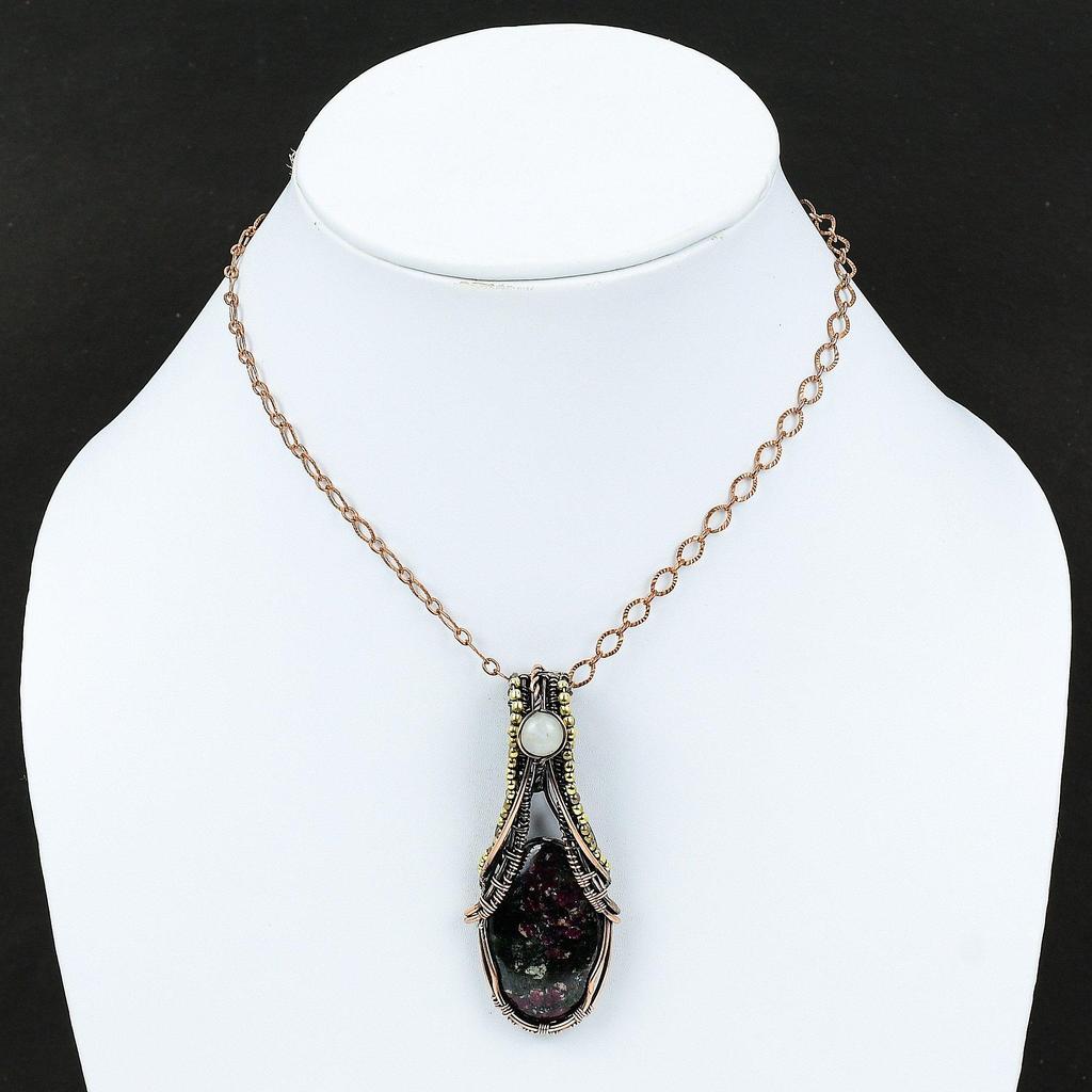 Eudialyte Copper Pendant Copper Wire Wrapped Pendant Handmade Jewelry Moonstone Gemstone Pendant Gift For Women Wrapping Eudialyte Jewelry