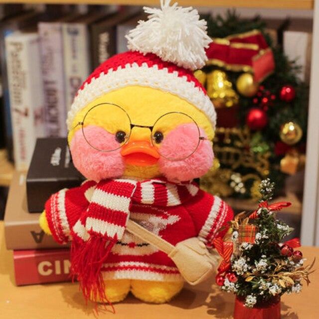 30cm Cute Plushie Lalafanfan Yellow Duck Stuffed Animals Soft Plush Toys For Girls Kids Kawaii Doll Birthday Christmas Gift 
