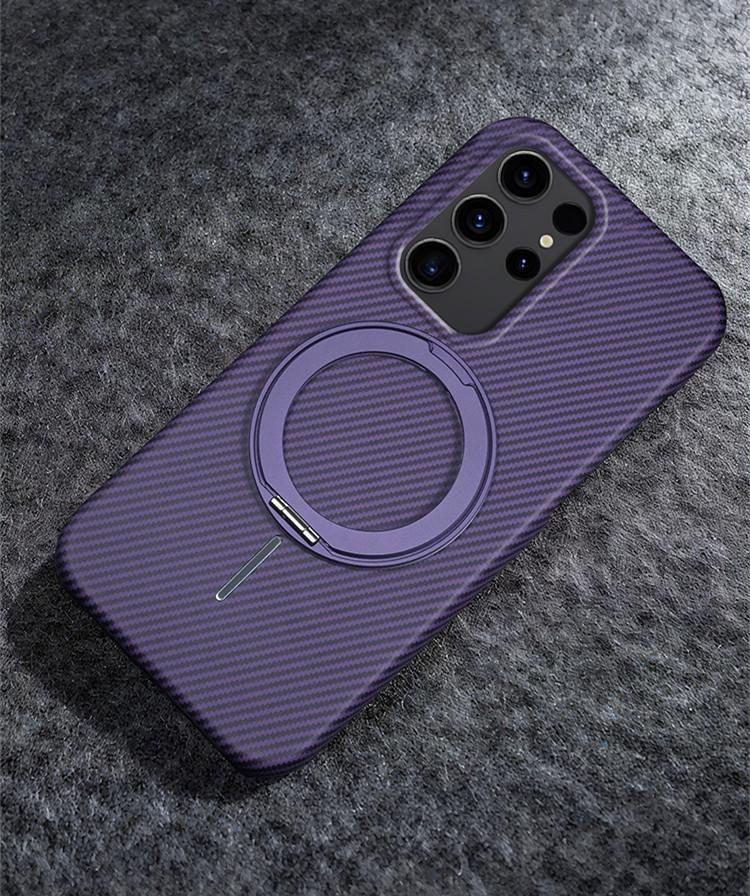 Samsung S26 Ultra Magnetic Carbon Fiber Phone Case with Rotating Stand