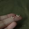 Gold-Plated S925 Sterling Silver Star and Moon Stud Earrings for Women - Micro-Set Mini Design, Cute and Exquisite.