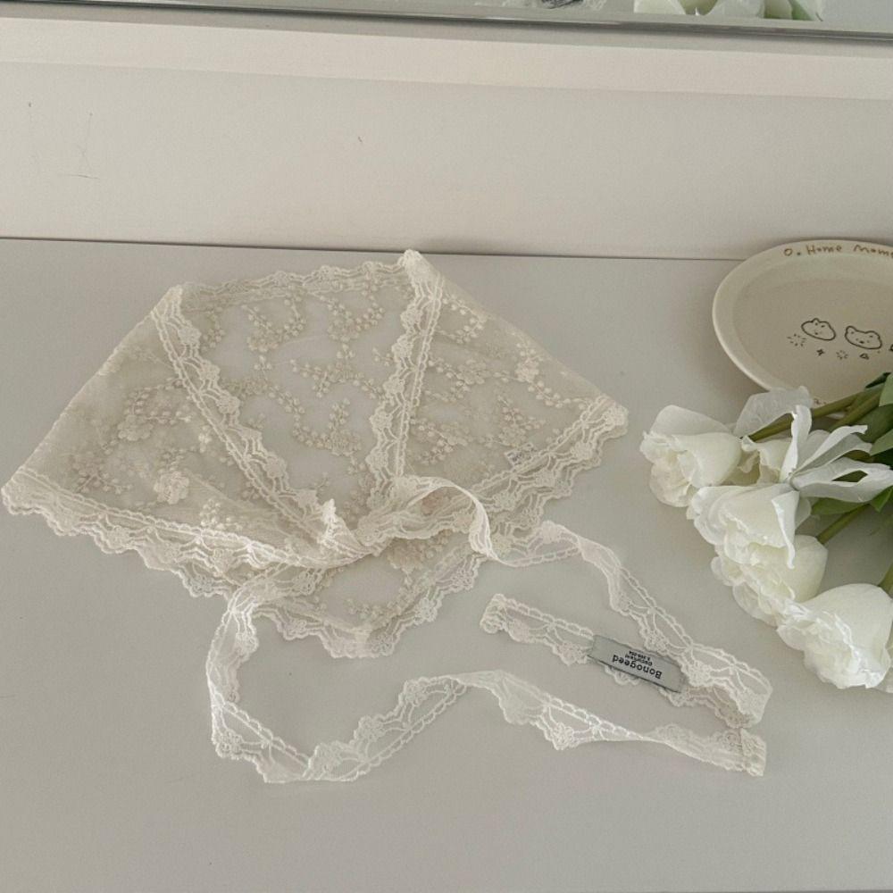 Floral Printed Lace Triangle Scarf Ethnic Style Embroidered Flower Scarves Lace Headband  Travel