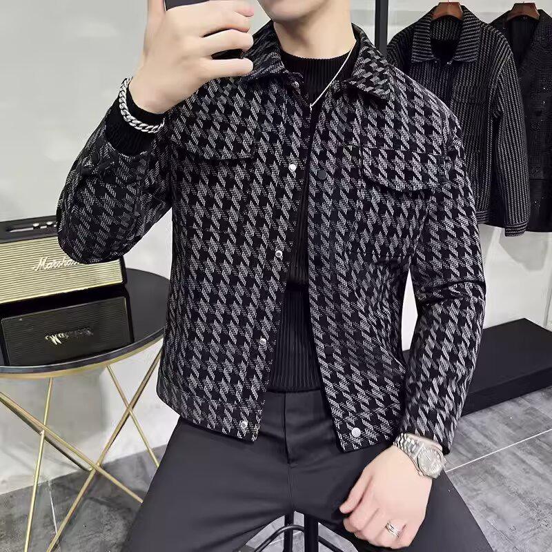 Men s Trendy Slim Fit Lapel Jacket - Black Casual Autumn/Winter Top XL