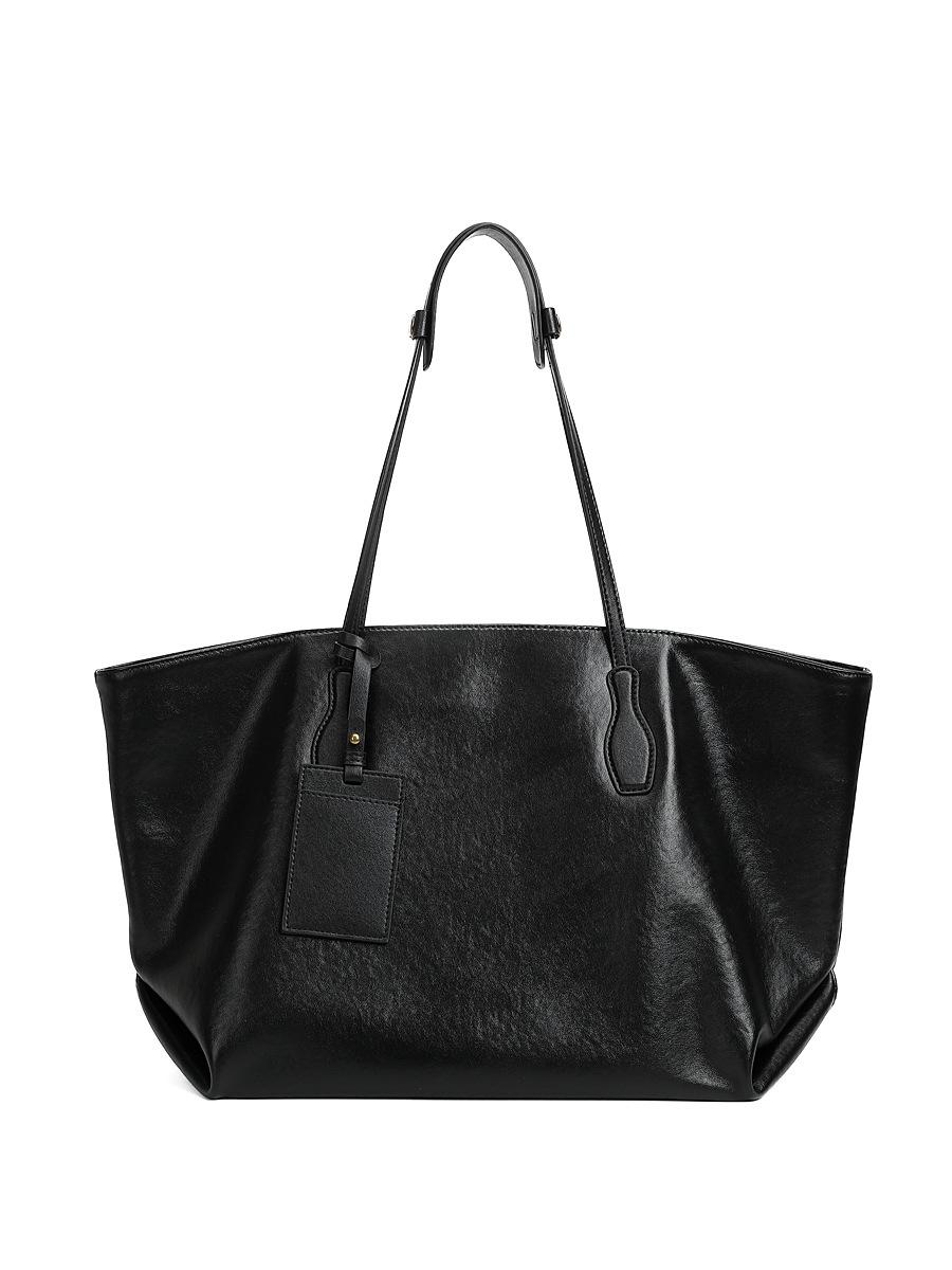 

Genuine Leather Women s Large Capacity Tote - Spring/Summer Style, Vegetable Tanned Cowhide, High-Grade Texture, Single Shoulder Bag чёрный