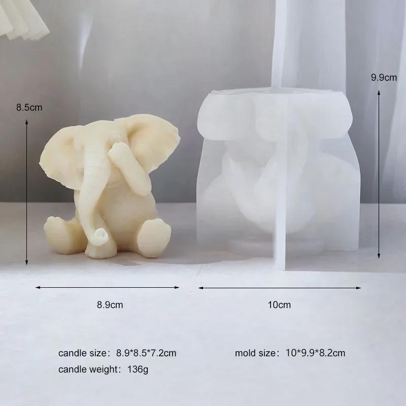 Baby Elephant Candle Mold DIY Chocolate Handmade Soap Gypsum Epoxy Resin Silicone Mould Home Decoration Ornaments 2023 New