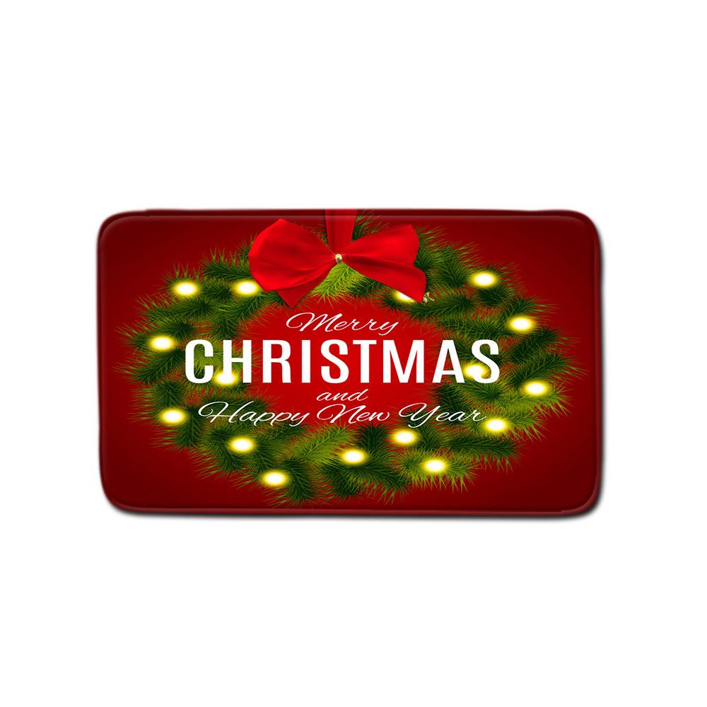 Christmas Waterproof Shower Curtain Four-Piece Floor Mat Combination Bathroom Water-Absorbing Non-Slip Carpet Door Mat Foot Mat