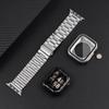Compatible with Apple Watch Series 10 (46/40/41/44/45mm) Stainless Steel Three-Bead Strap + Full Coverage PC Case