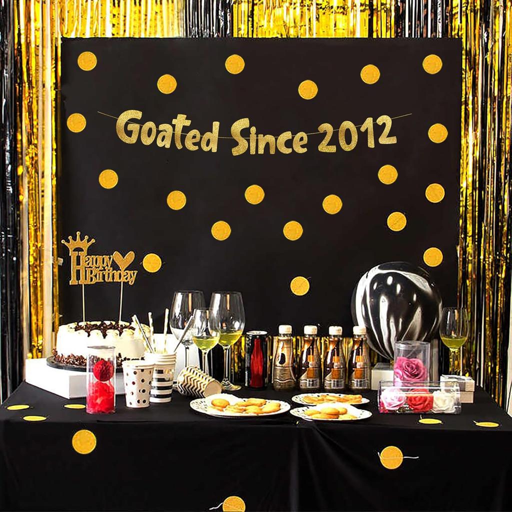 Goated Since 2012 Gold Glitter Banner - 14th Birthday and Anniversary Party Decorations