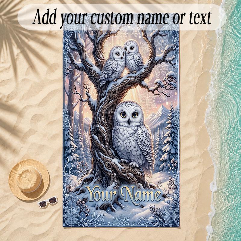 Birds Theme Soft Beach Towel Personalized Custom Name Text Towel Portable for Beach Pool Travel