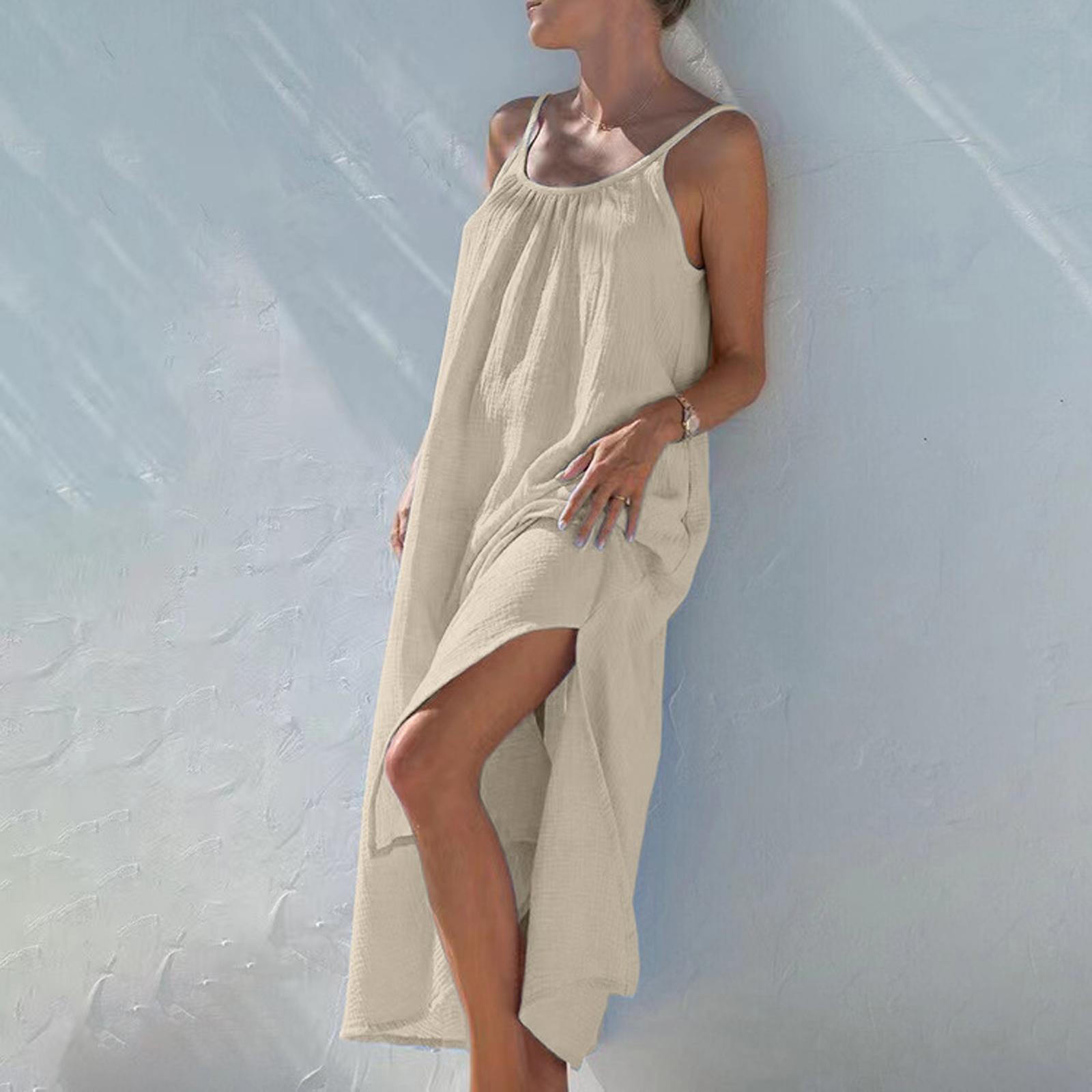 Женское платье с открытой спиной и регулируемыми бретелями, повседневное платье с открытой спиной L