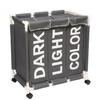 Modern Three-Compartment Oxford Cloth Laundry Basket with Wheels