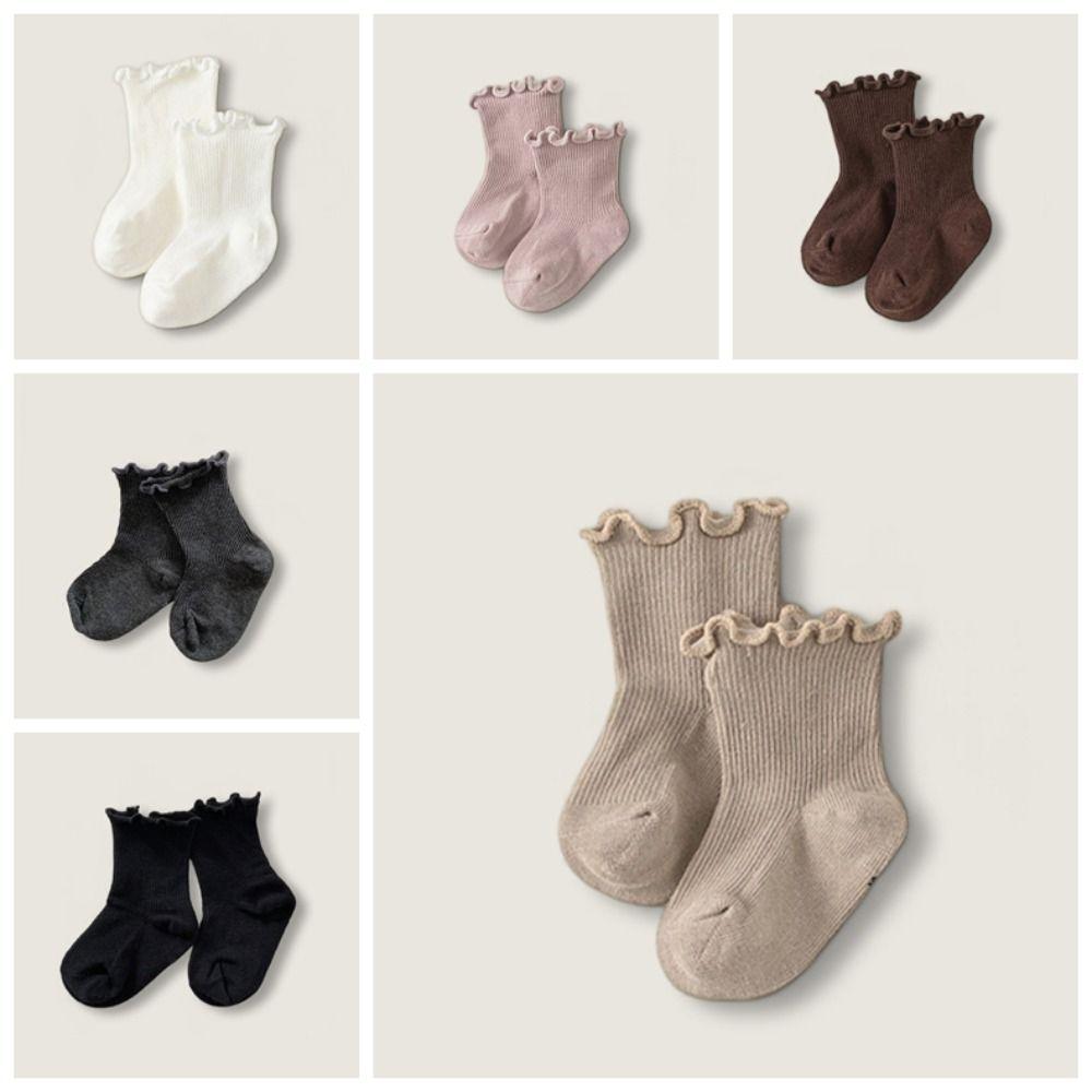 6Pairs Ruffle Baby Cotton Socks Breathable Toddle Sweet Socks Kids Short Tube Socks  Newborn