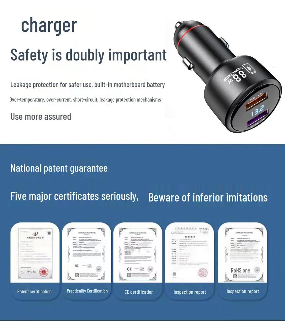 Dual USB Car Charger with Fast Charging & 200W Negative Ion Air Purifier