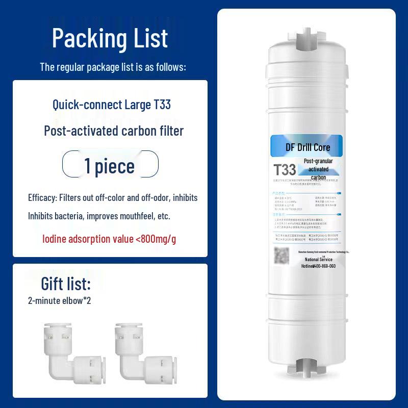 10-tommers femtrinns vannrenserfiltersett: Hurtigkobling PP Bomull, Granulert Karbon, Skalahemmer, Komprimert Karbon og RO-membran