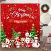 Christmas Shower Curtain Santa Claus Snowman Snowflake Elk Pine Leaf Winter Cartoon Home Polyester Fabric Bathroom Decor Curtain