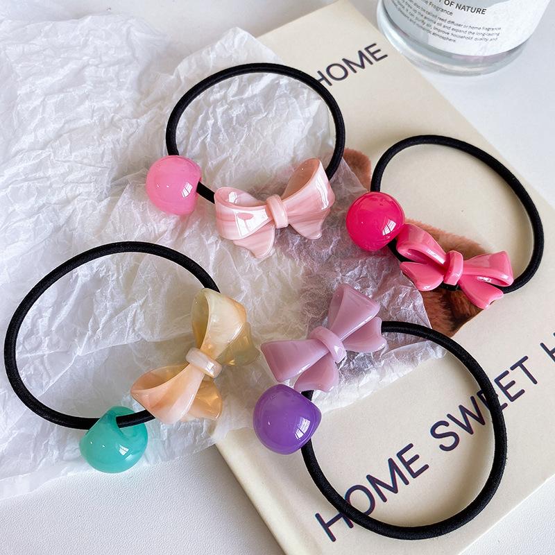 Cute Bowknot Rubber Band Fashion High Elastic Hairband Headband For Women Ponytail Hair Ring Loop Hair Accessories Girls Headwear