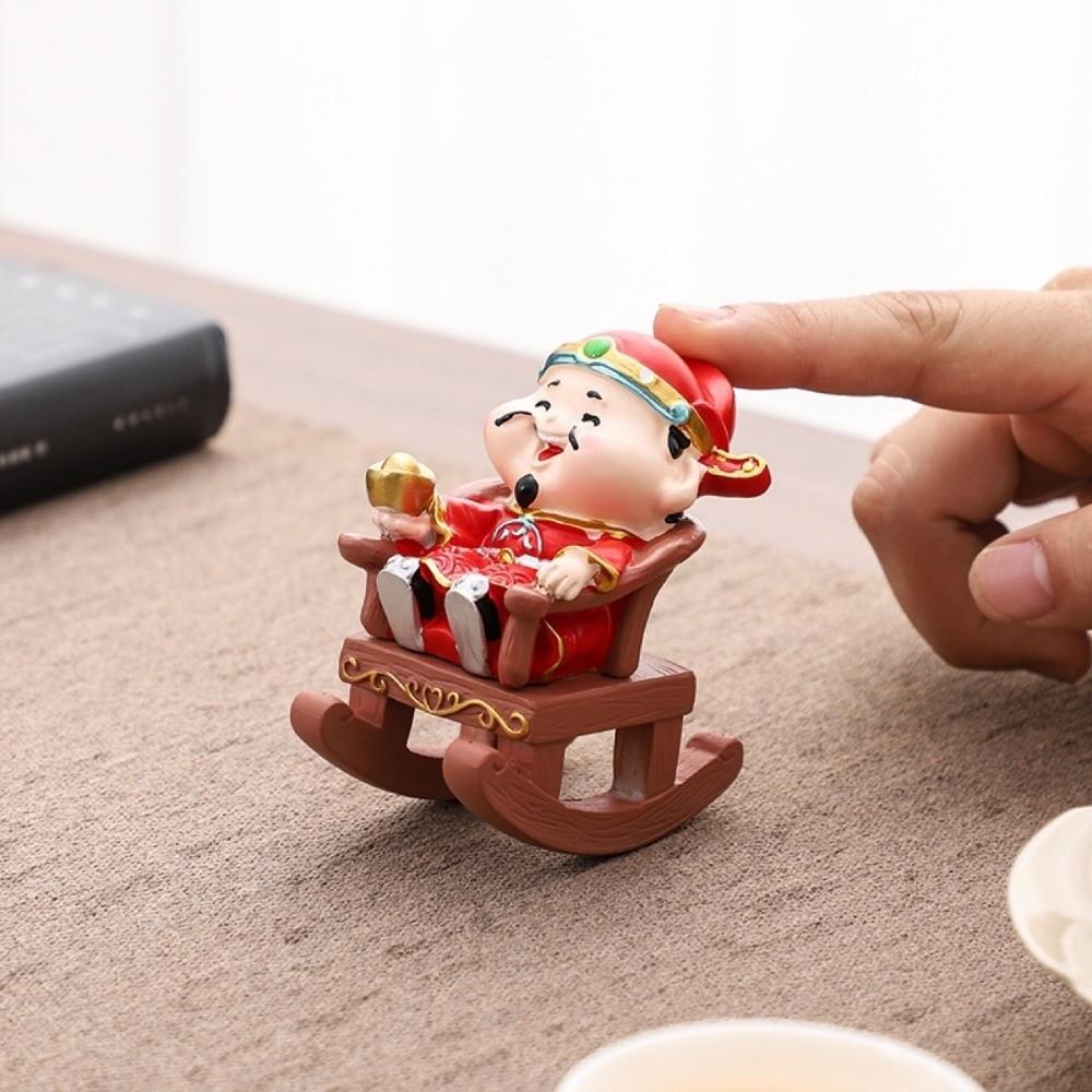Resin God of Wealth Ornament Best Wishes Fortune Desktop Decoration Workstation Ornament