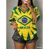 Brasil Flag Football Jersey Sports T-Shirts Brasil Flag Street Plus Size Soccer Jerseys Unisex Casual Graphic T Shirts