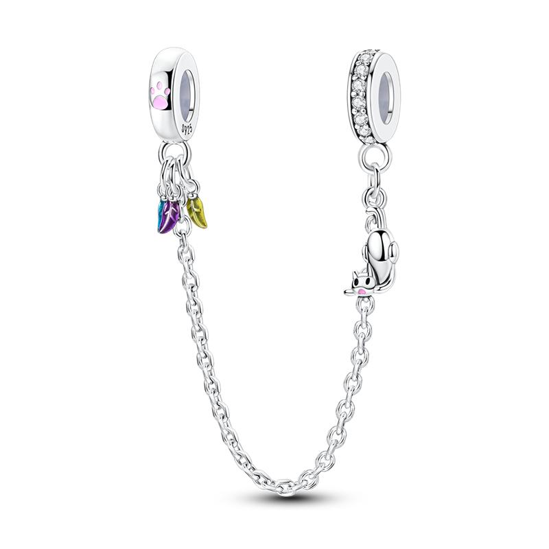 Sparkling Clear Copper Safety Chain Copper Safety Chain Charm Beads Fit Original Bangle Bracelet Diy Jewelry