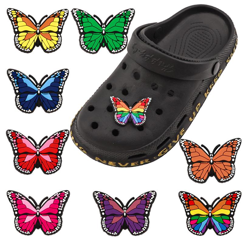 New 1PCS Butterfly Shoe Charms Summer Shoes Decorations Jeans for Girl Boy Designer Women Shoes Accessories for Shoes Charm Pins