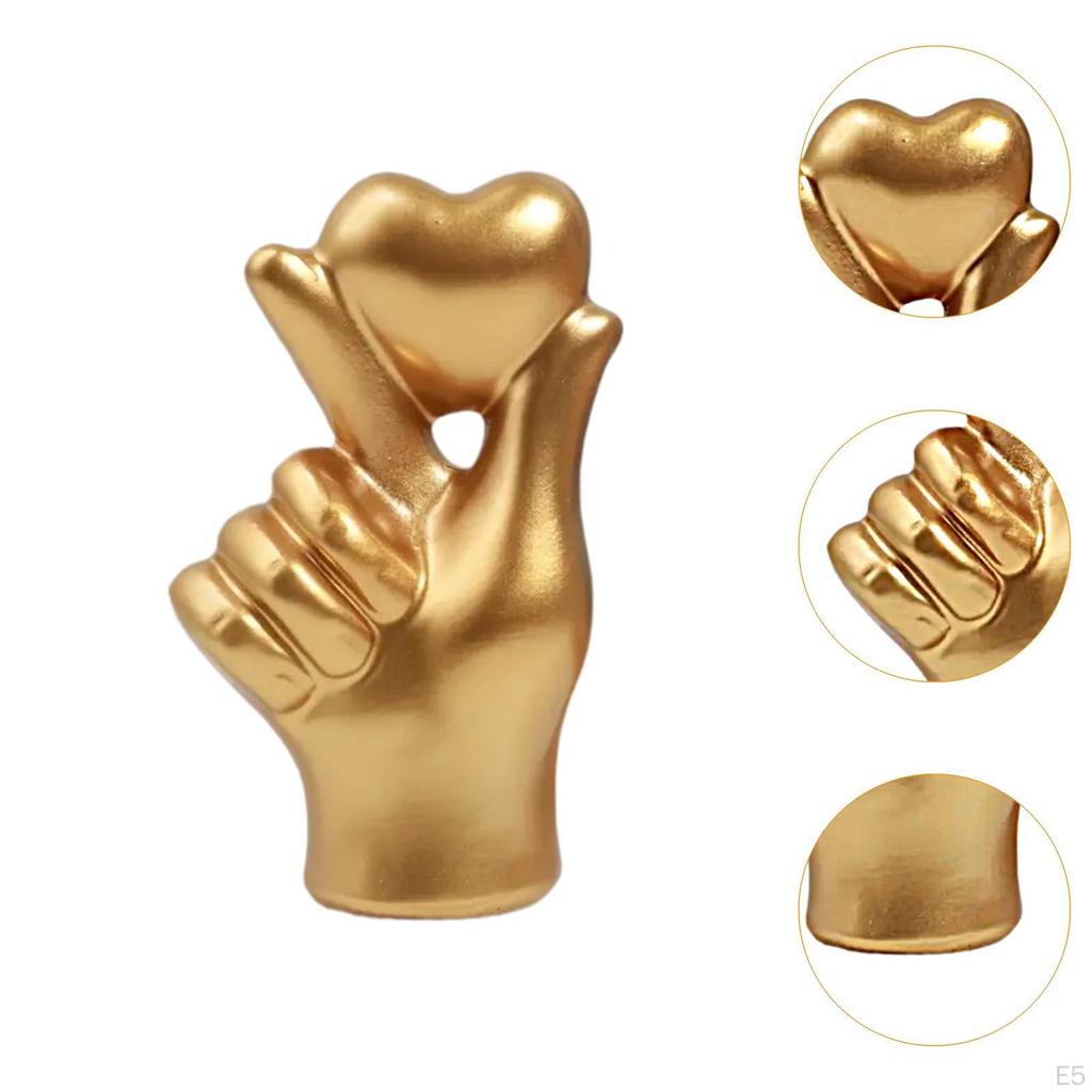 Heart Shaped Hand Sculpture Resin Figure for Table Display 7.5x4.2x11cm Collectible