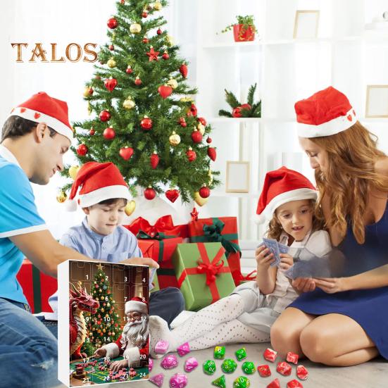 DND Dice Advent Calendar 2024 Acrylic Colorful Polyhedral Dice Set for Gamers Role Players 24 Days Christmas Countdown Calendar