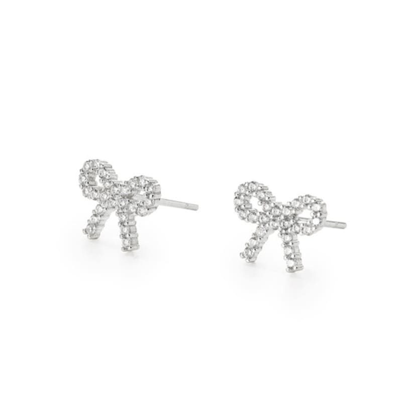 FINDELISE 925 Silver Crystal Ribbon Earrings