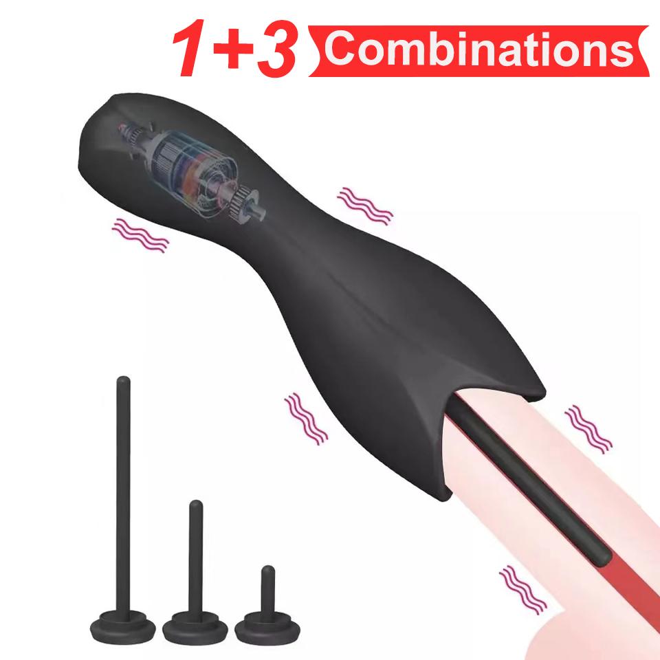 Male Penis Pump Vibrator Penis Massager Penis Plug Urethra Expansion Stimulator for Men Urethra Masturbation Cup Erotic Sex Toys Prostate Massager
