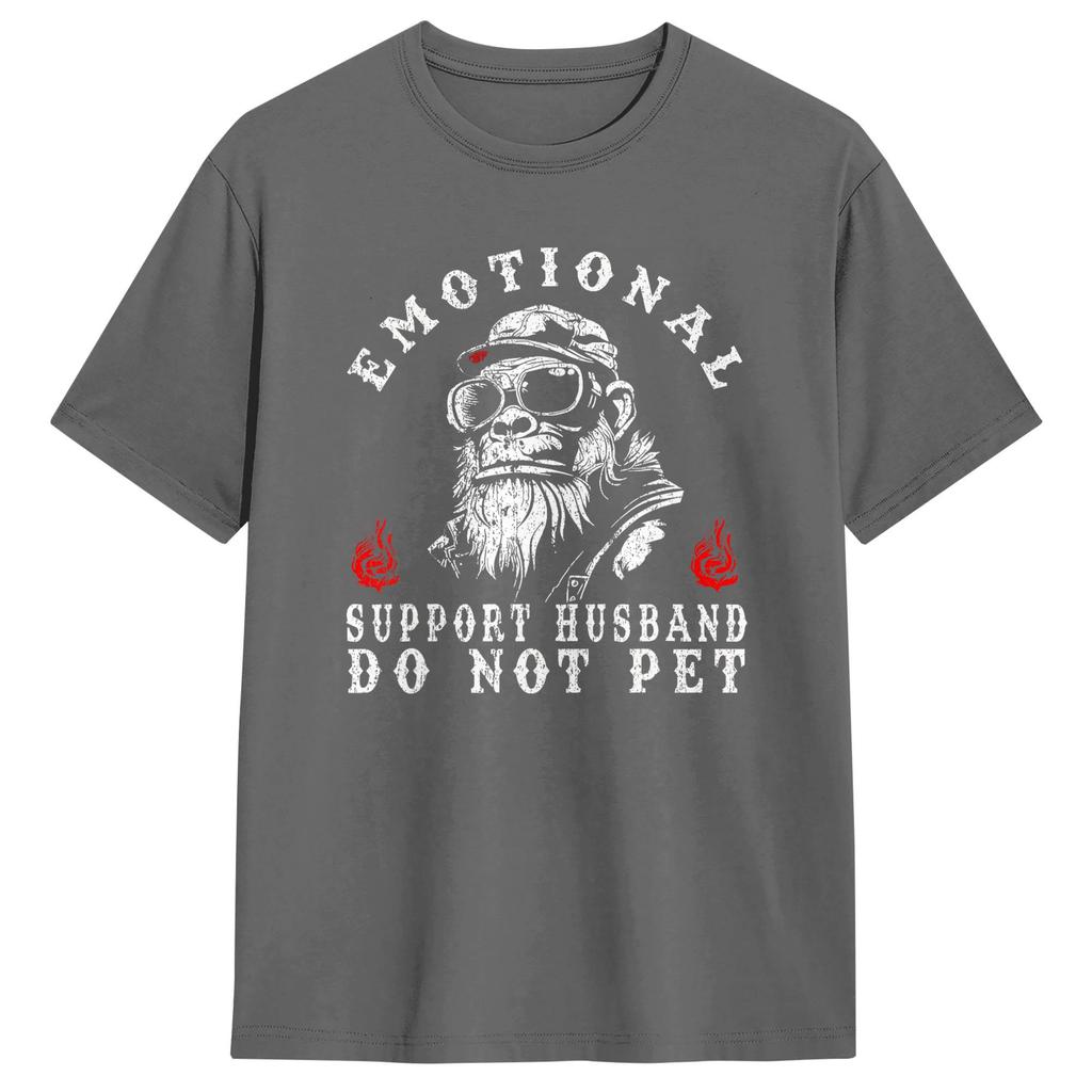 Emotionaler Unterstützungs-Ehemann Nicht streicheln Lustiges Affen T-Shirt Neuheit T-Shirts Vintage T-Shirt Sommer Baumwolle Oversize Oberteil T-Shirts