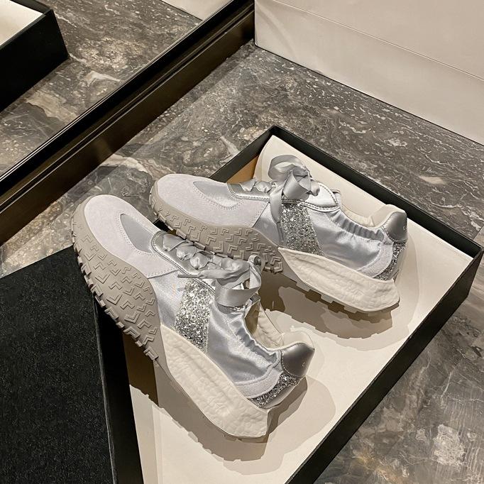 Women's Shoes 2025 New Winter Popular Platform Dad Shoes Women's Leather Casual Sports Shoes Campus Korean Version of Foreign Trade