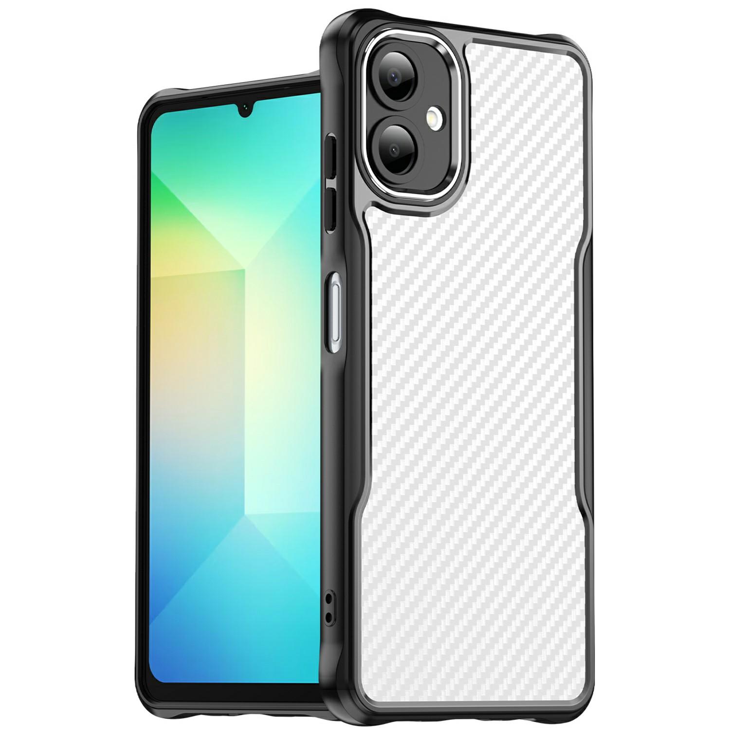 

For Samsung Galaxy A06 4G Case Carbon Fiber Scratch-Resistant TPU+PC Phone Cover Black