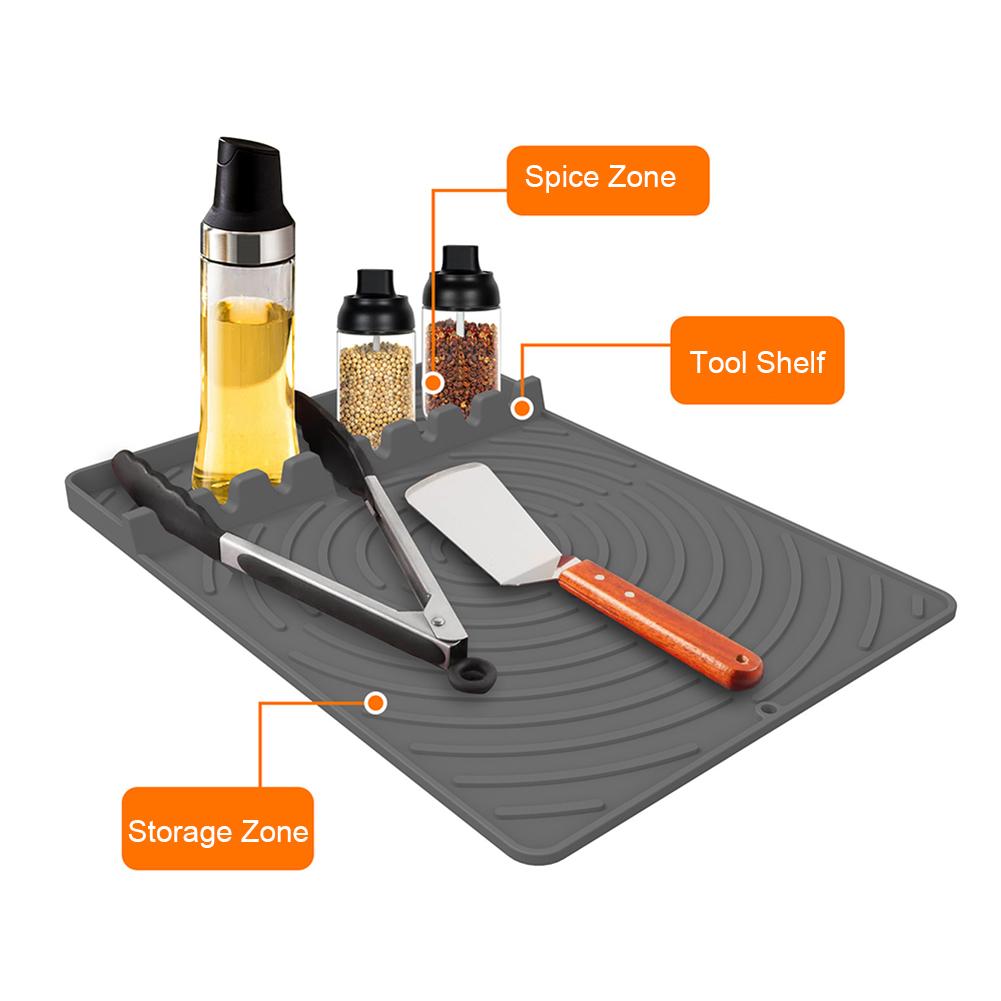 Silicone Griddle Tools Mat for ninj FlexFlame Large Silicone Spatula Mat with Drip Pad Griddle Mats BBQ Grill Accessories