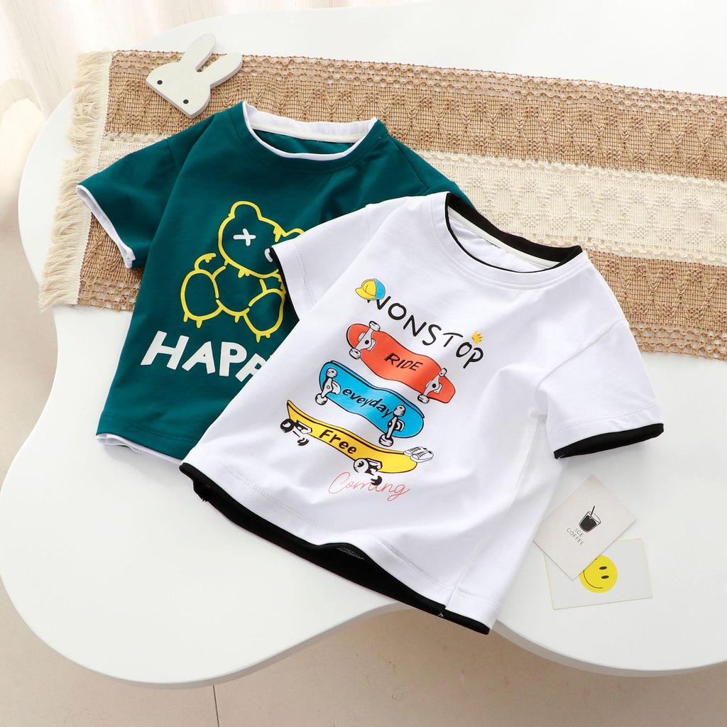 Kids' Two-in-One Short Sleeve Lycra Cotton Summer T-shirt