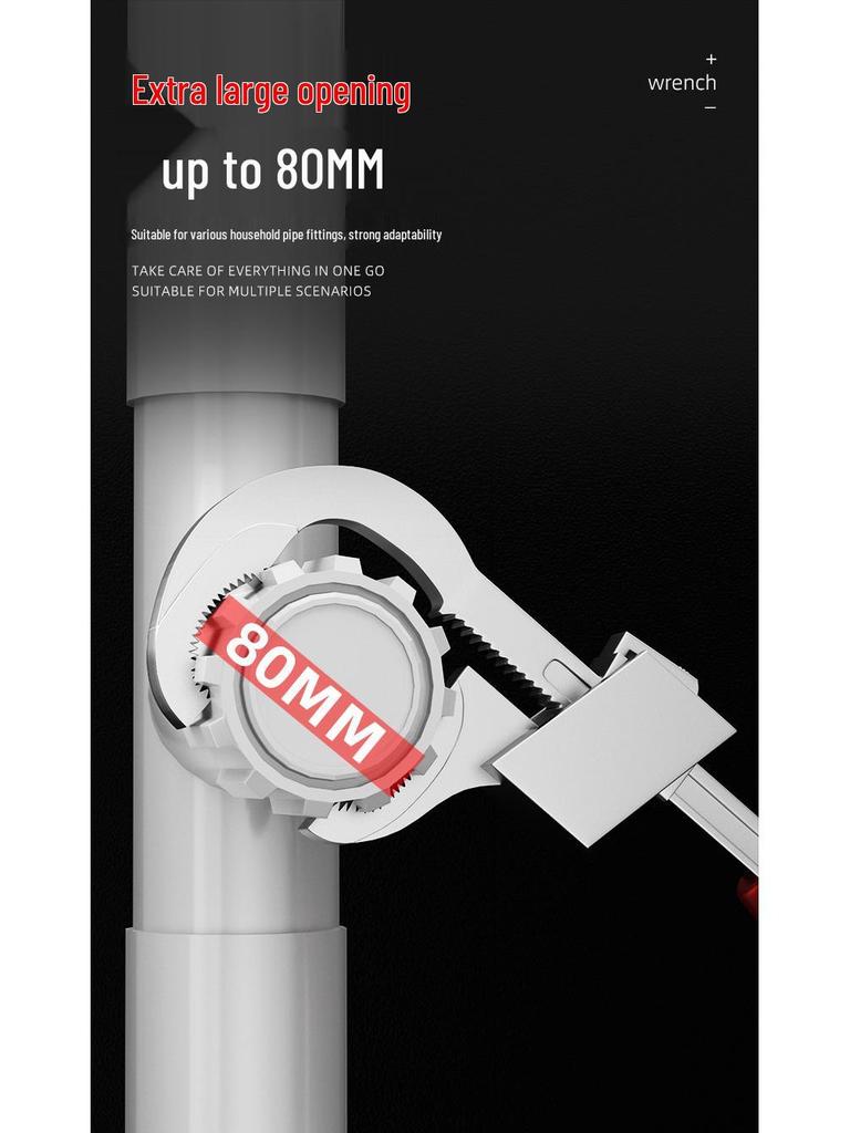 Universal Multifunctional Large-Opening Bathroom Wrench for Drains, Faucets & Sinks