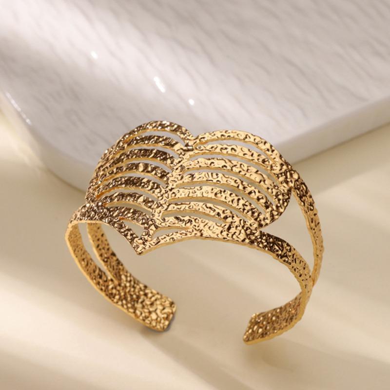 New Stainless Steel Simple Wide Version Open Bracelet Street Hip Hop Exaggerated Gold-plated Bracelet
