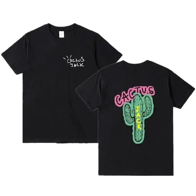 Rapper Cactus Jack Grafické Bavlněné Tričko Unisex Dámské Hip Hopové Tričko Módní Tričko s Krátkým Rukávem 2024 Léto Nadměrná Trička Topy