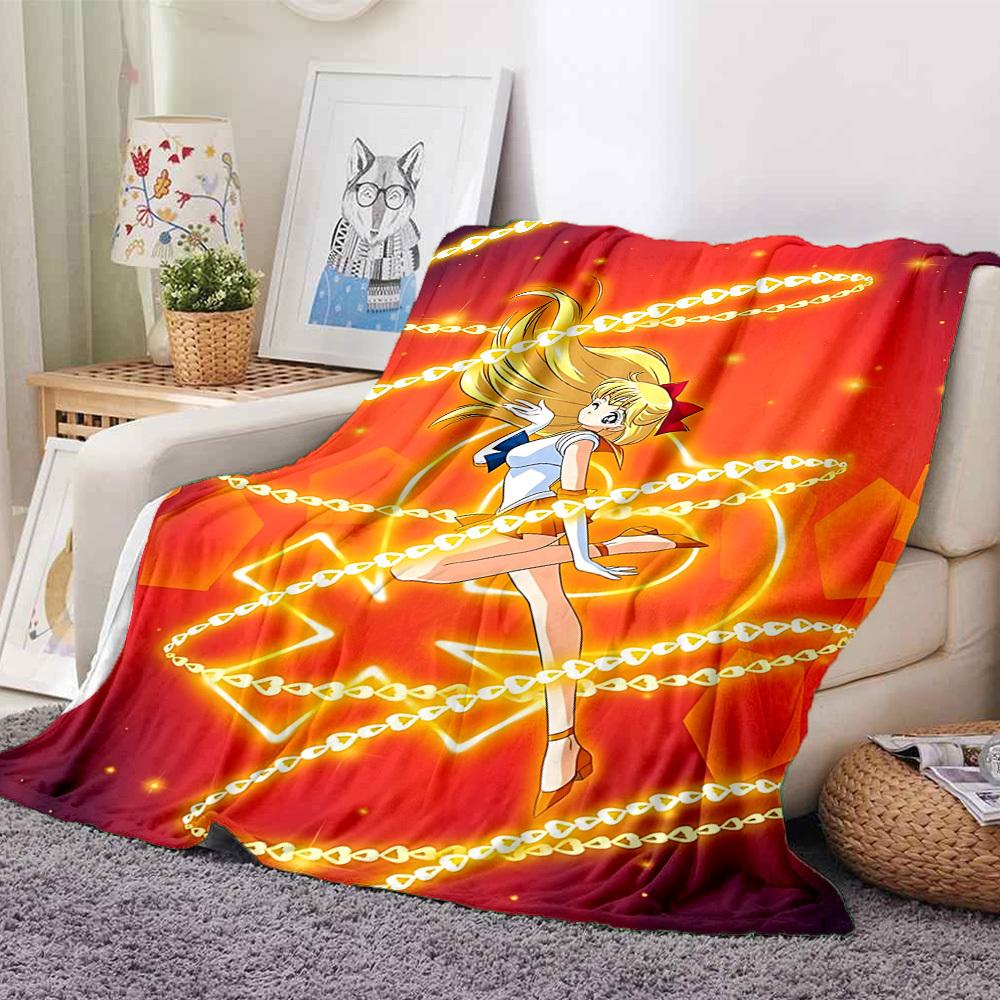 1pc Sailor Moon Soft Comfortable Blanket Digital Print, All Season Multipurpose Knit Fabric Bedding, Office, Sofa Home Decor Blanket