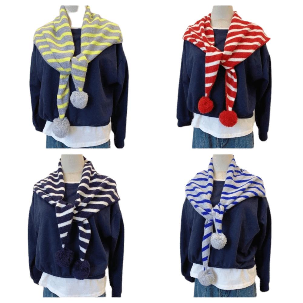Warm Neck Wrap Shawl Striped Pattern Shoulder Cape Scarf New Knitted Scarf Autumn Winter