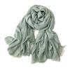 Women's Cotton Scarf Winter Solid Color Jacquard Hollow Literary Style Warm Scarf