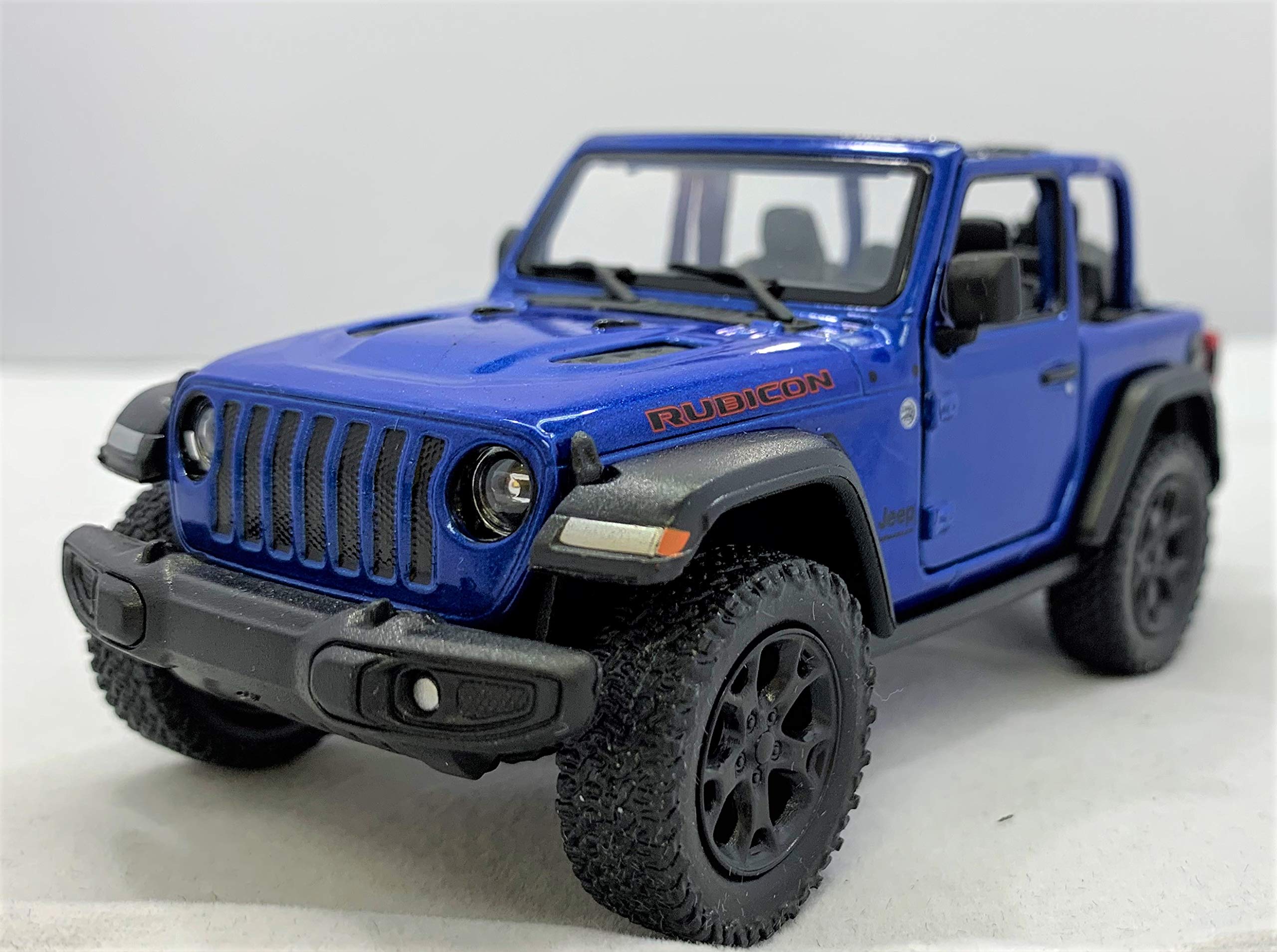 

KiNSMART Scale 2018 Jeep Wrangler Pullback Diecast Model Car Open 1/34 (Blue Top)