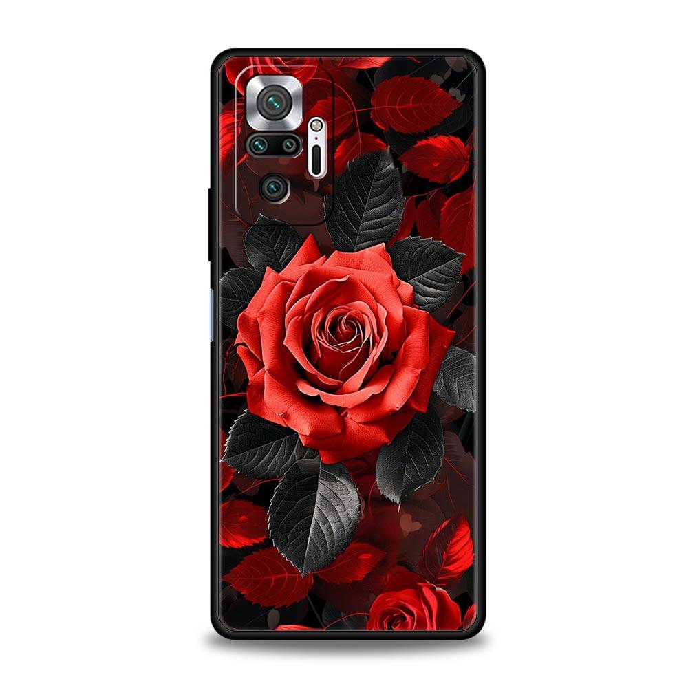 Beautiful Red Rose Flowers Phone Case For Xiaomi Redmi Note 13 12 5G 9S 9 8 10 11 Pro 4G 9T 13C 12C 10C 9C 9A 7 Pro Soft Cover