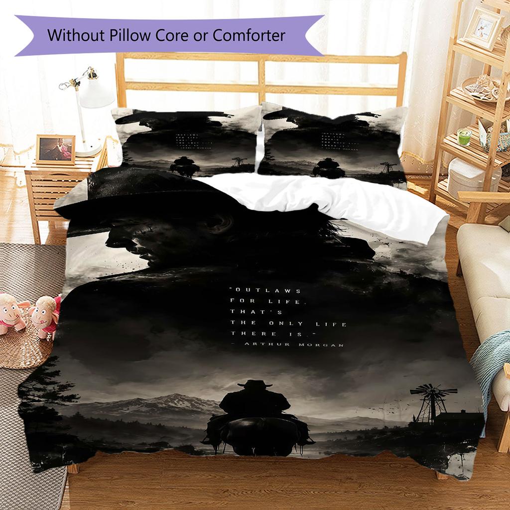 Arthur Morgan Poster Bedding Quilt Set Quilt Cover Pillowcase Home Decoration Birthday Gift (1 * Duvet Cover + 2 * Pillowcase, Without Core)