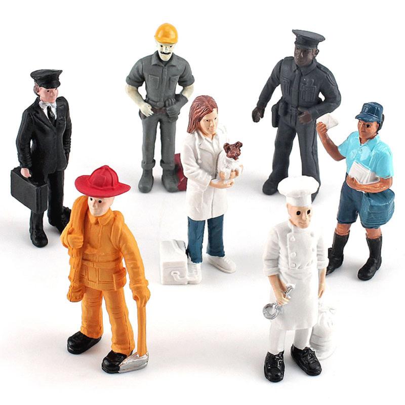 7 Pcs/set Simulation Model  Toys Static Veterinary Pilot Postman Baker Doll Decoration Model